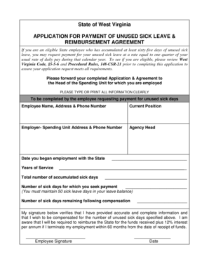 West Virginia Unused Sick Leave Payment Application