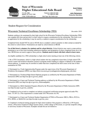 Wisconsin Technical Excellence Scholarship Request Form