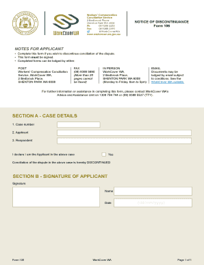Notice of Discontinuance Form 106