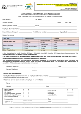 Application for Market City Access Card