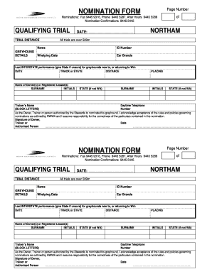 Greyhound Nomination Form