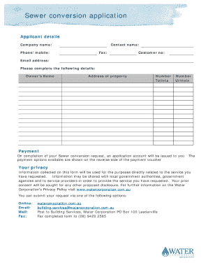 Sewer Conversion Application Form
