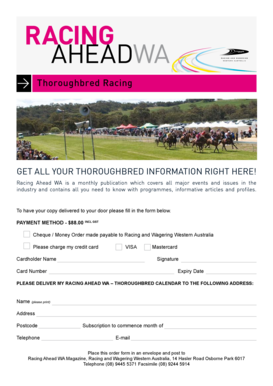 Racing Ahead WA Subscription Form