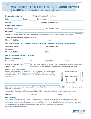 Application for Non-Standard Water Service
