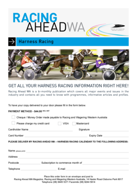 Racing Ahead WA Subscription Form
