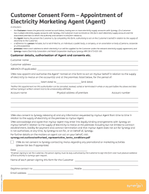 Customer Consent Form – Appointment of Electricity Marketing Agent