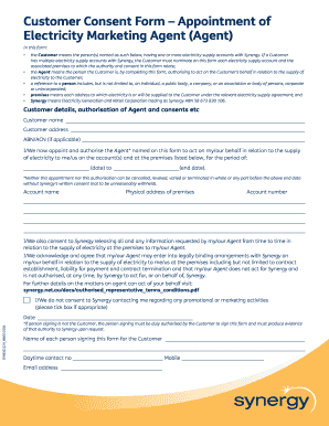 Customer Consent Form – Appointment of Electricity Marketing Agent