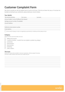Customer Complaint Form