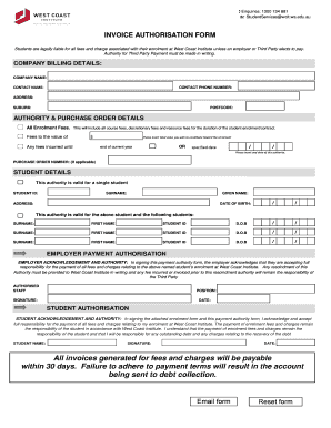 Invoice Authorisation Form