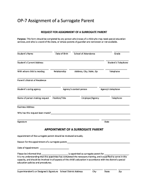 OP-7 Assignment of a Surrogate Parent