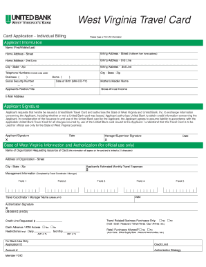 West Virginia Travel Card Application