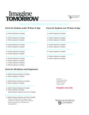 Imagine Tomorrow Forms Checklist