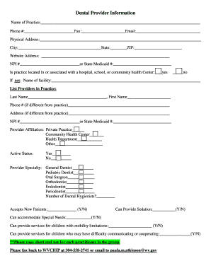 Dental Provider Information Form