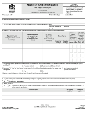 Application For Refund of Retirement Deductions Form