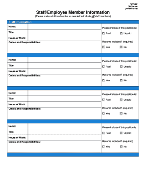 Staff Employee Information Form