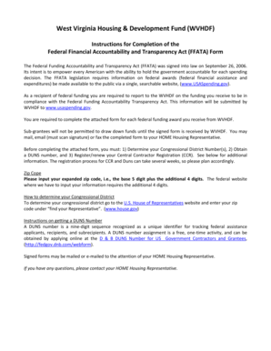Federal Financial Accountability and Transparency Act Form
