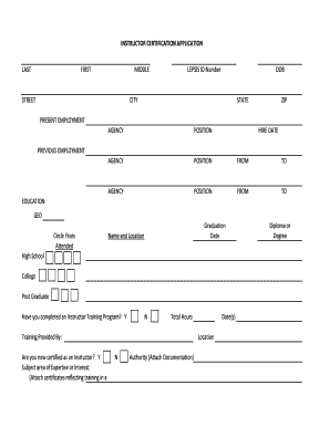 Instructor Certification Application