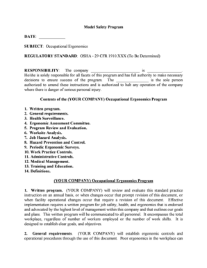 Occupational Ergonomics Program