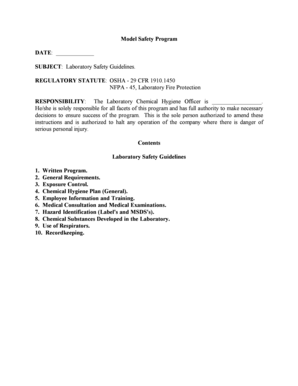 Laboratory Safety Program Template