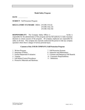 Fall Protection Program Template