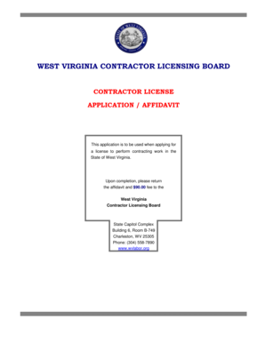 West Virginia Contractor License Application