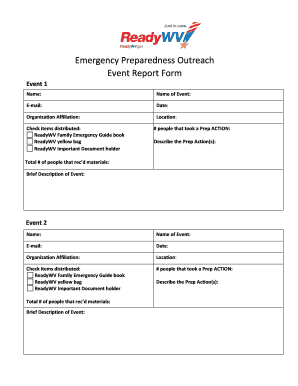 Emergency Preparedness Outreach Event Report Form