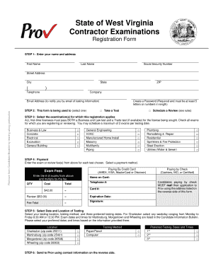 West Virginia Contractor Registration Form