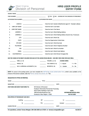 HRIS User Profile Entry Form