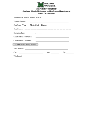Marshall University Credit Card Payment Form