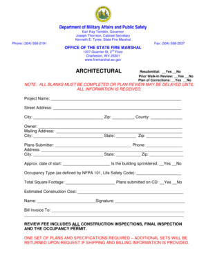 West Virginia Architectural Plan Review Form