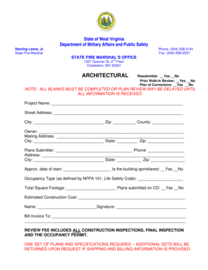 West Virginia Architectural Plan Review Form