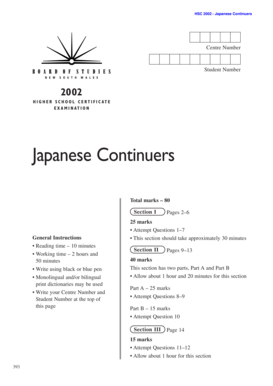Higher School Certificate Japanese Continuers Exam