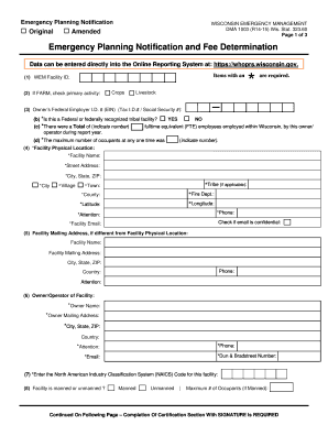Wisconsin Emergency Planning Notification Form