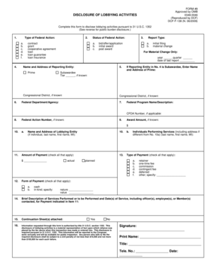 Disclosure of Lobbying Activities Form