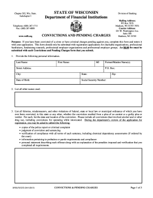 Wisconsin Convictions and Pending Charges Form