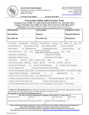 Wisconsin Elevator Safety Inspection Form