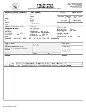 Wisconsin Elevator Inspection Report