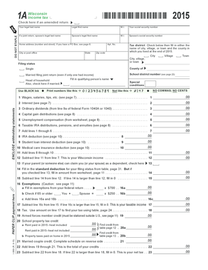 Wisconsin Income Tax Form 1A 2015