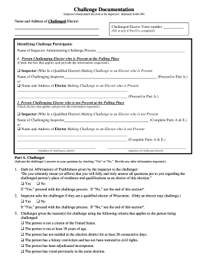 Wisconsin Voter Challenge Form