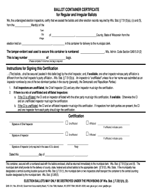 Ballot Container Certificate