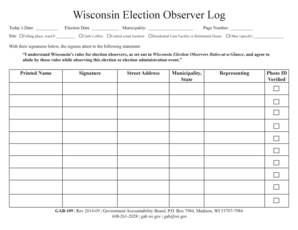 Wisconsin Election Observer Log