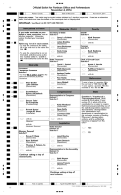 Wisconsin Official Ballot for Partisan Office and Referendum