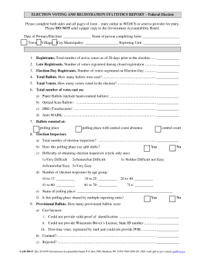 Wisconsin Election Voting and Registration Statistics Report