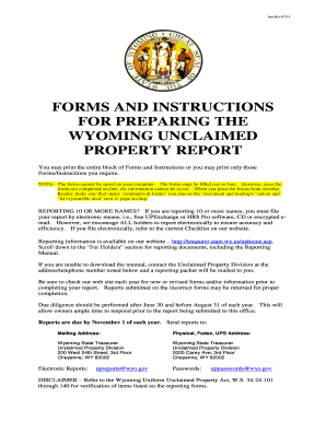 Wyoming Unclaimed Property Report