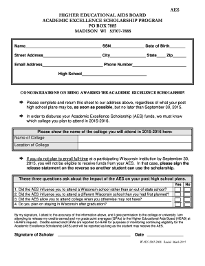 Academic Excellence Scholarship Form