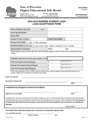 Wisconsin Nursing Student Loan Acceptance Form
