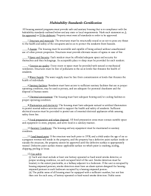 Habitability Standards Certification