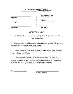 Instructions for: Form 5A Affidavit of Consent (Plaintiff) Form 5A Affidavit of Consent (Plaintiff) The numbers on these instructions correspond with the numbers in the arrowboxes on the form