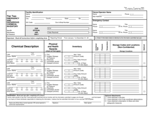 Tier Two Hazardous Chemical Inventory Form