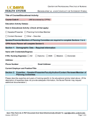 Biographical and Conflict of Interest Form
